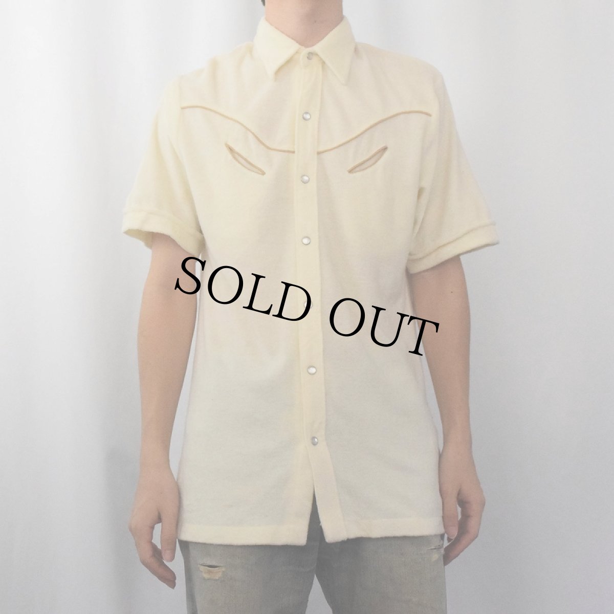 画像2: 70's Sears SPORTSWEAR パイル地 ウエスタンシャツ M (2)