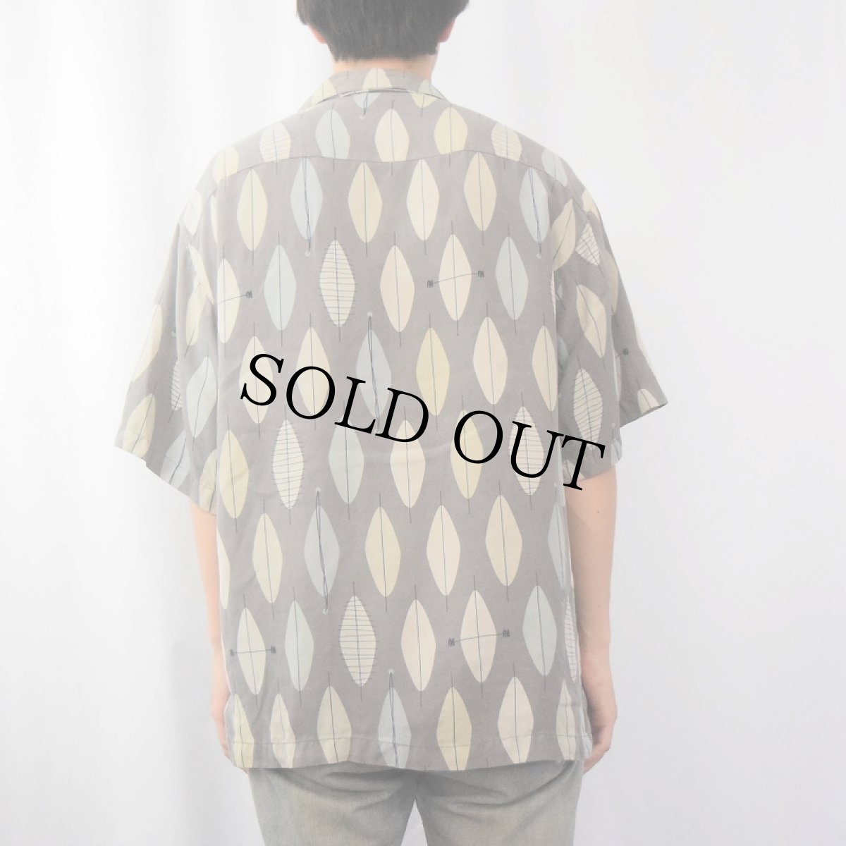 画像3: 80〜90's 総柄 シルクオープンカラーシャツ M (3)