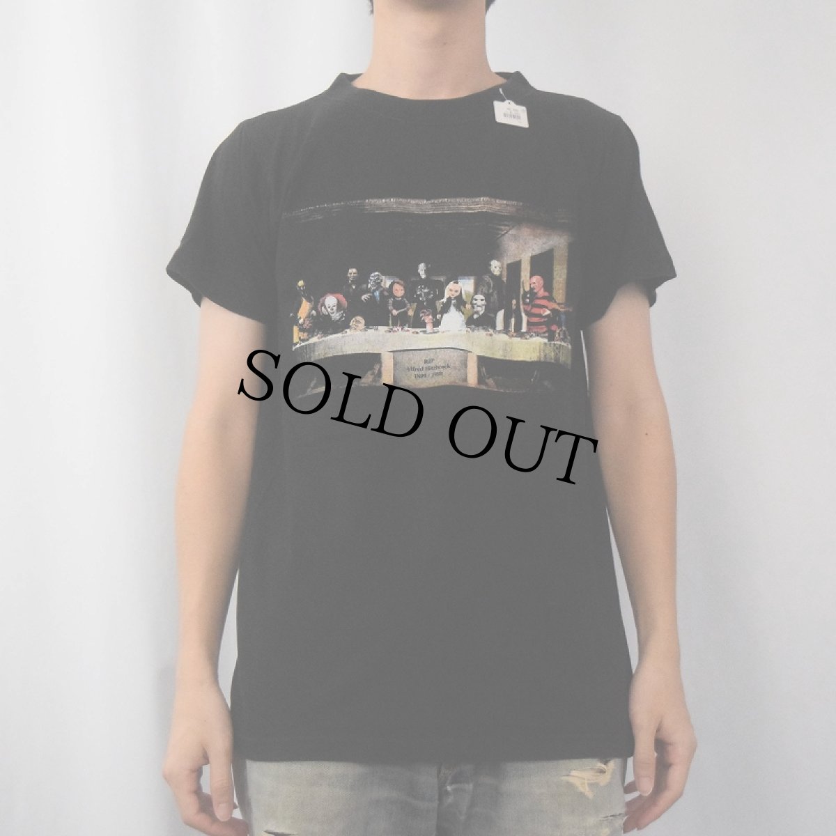 画像2: Alfred Hitchcock 映画キャラクタープリントTシャツ S (2)