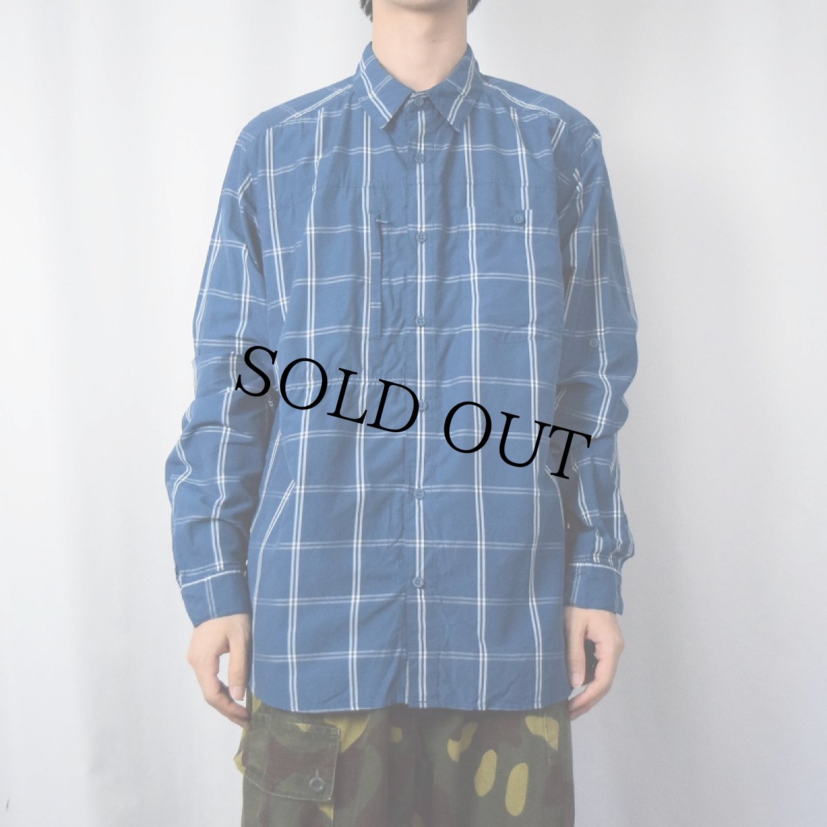 画像2: Patagonia チェック柄 ナイロン×テンセル シャツ L (2)