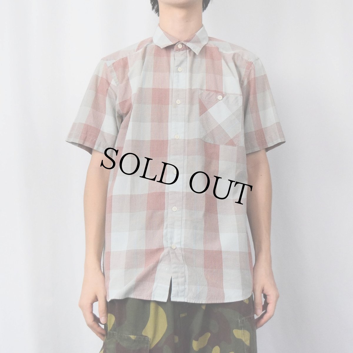 画像2: Patagonia チェック柄 オーガニックコットン×ポリシャツ M (2)