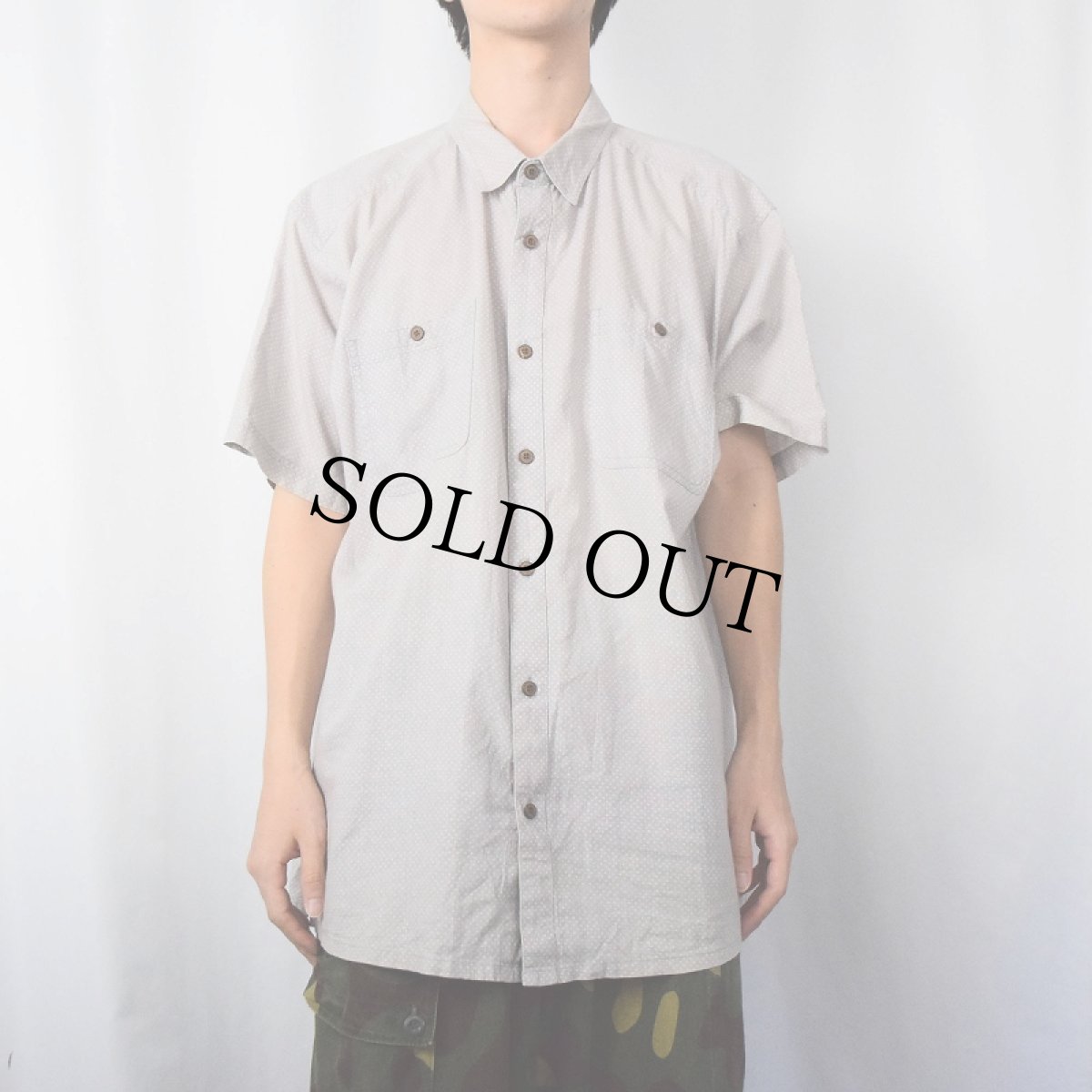 画像2: Patagonia ドット柄 ヘンプ×オーガニックコットン バックステップシャツ XL (2)