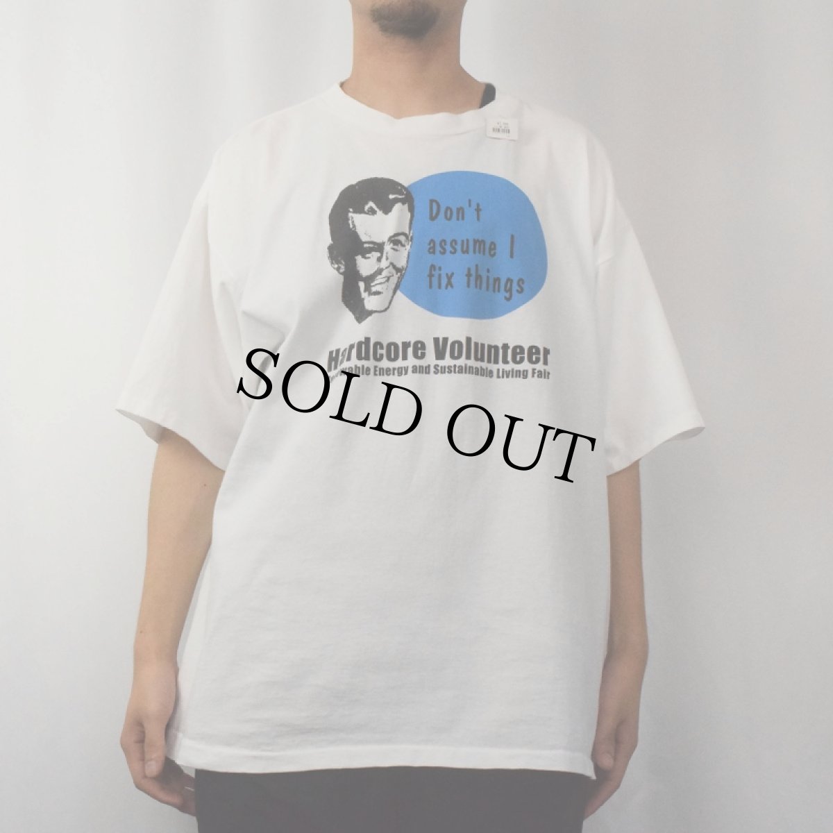 画像2: 【SALE】 90's Hardcore Volunteer USA製 "Don't assume I fix things" プリントTシャツ XXL (2)