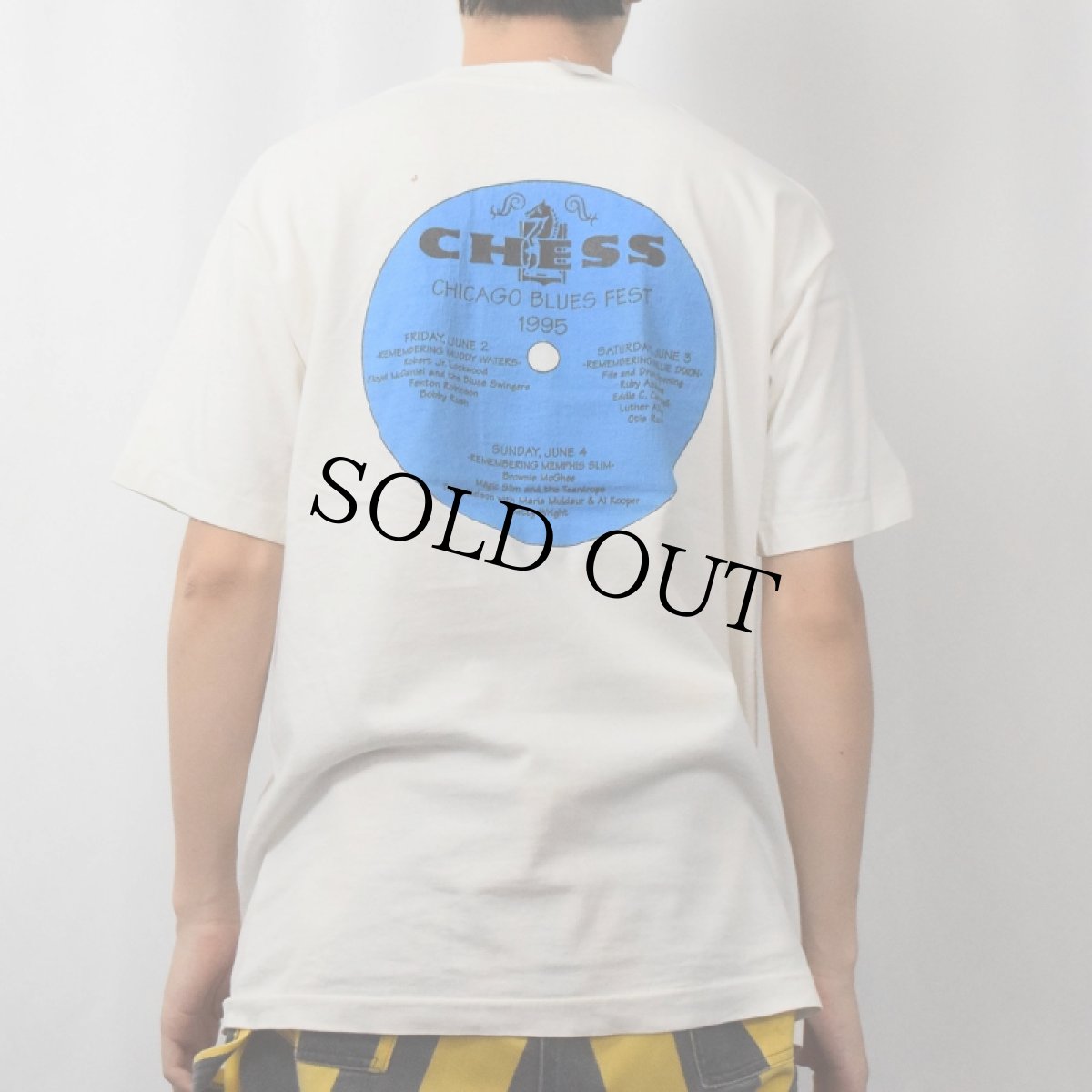 画像4: 90's Muddy Waters USA製 "CHICAGO BLUES FEST 1995" ギタリストプリントTシャツ L (4)