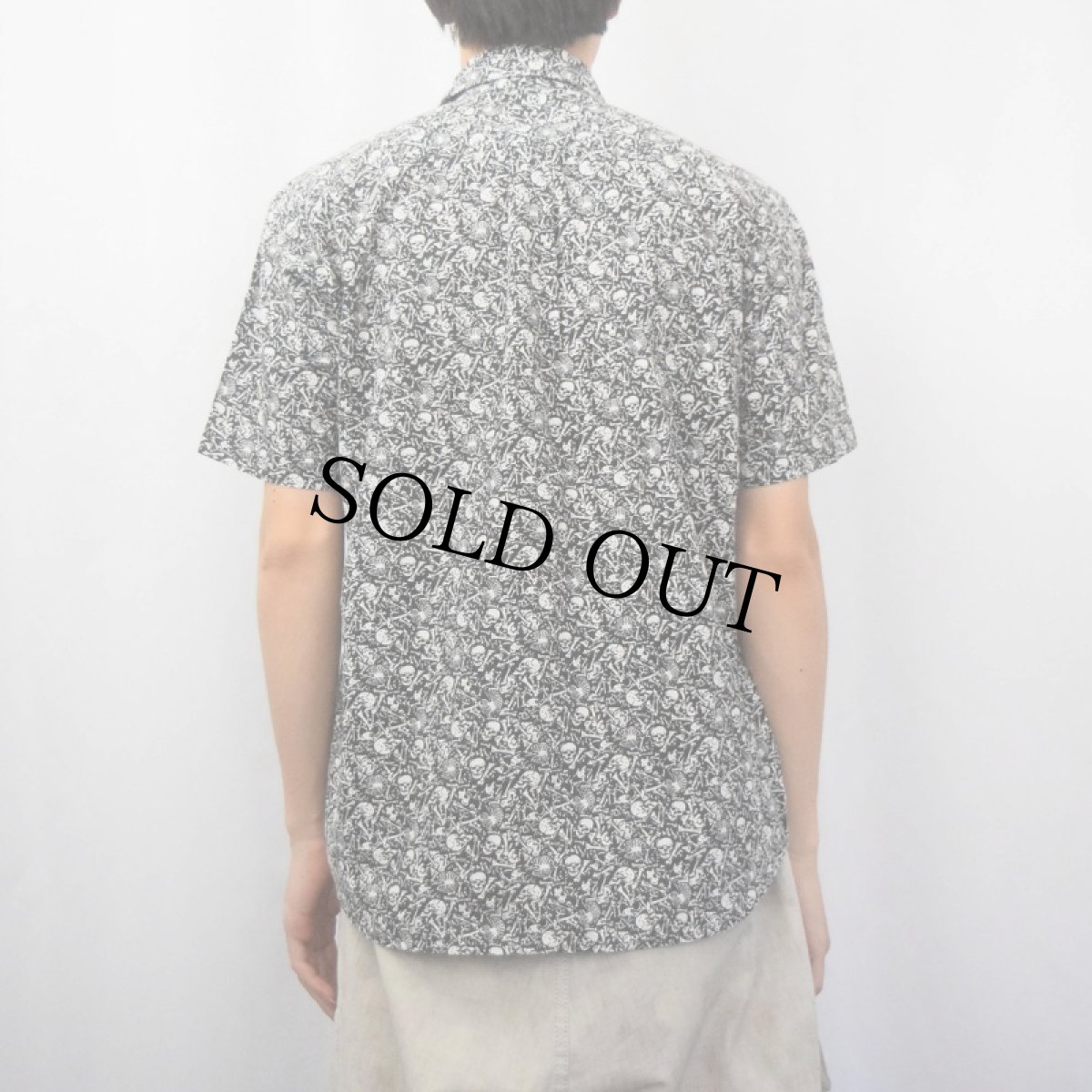 画像3: 2000's STUSSY USA製 スカル総柄 コットンシャツ S (3)