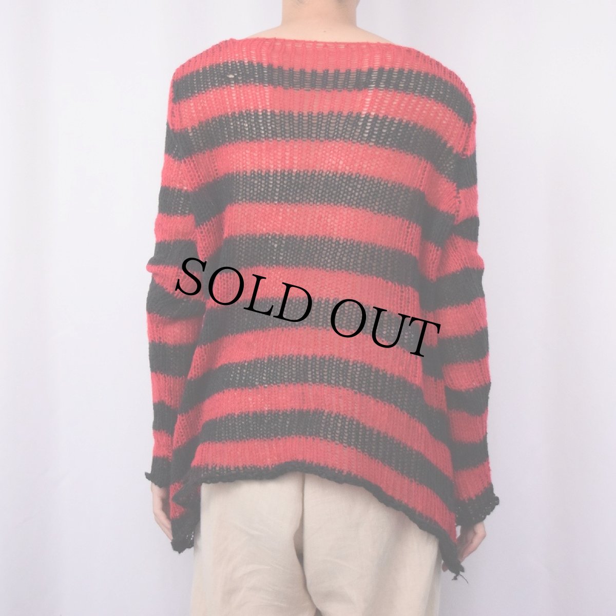 画像3: ボーダー柄 ローゲージ ダメージニットセーター (3)