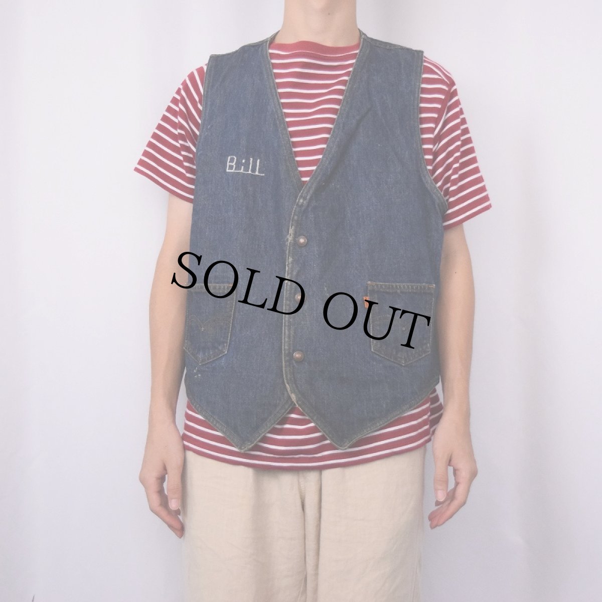 画像2: 70's Levi's 60505 USA製 オレンジタブ デニムベスト L (2)