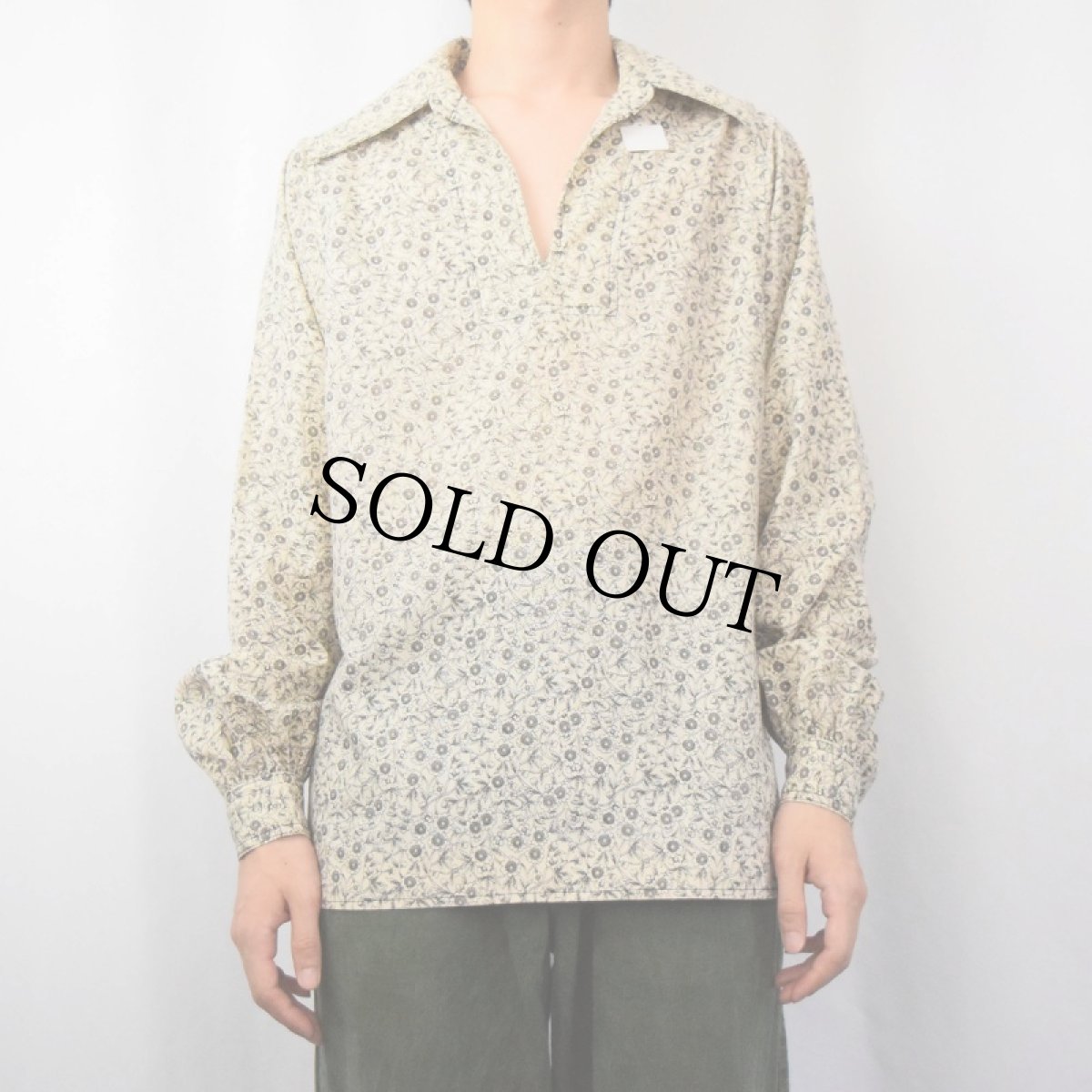 画像5: 花柄 コットンスキッパーシャツ (5)