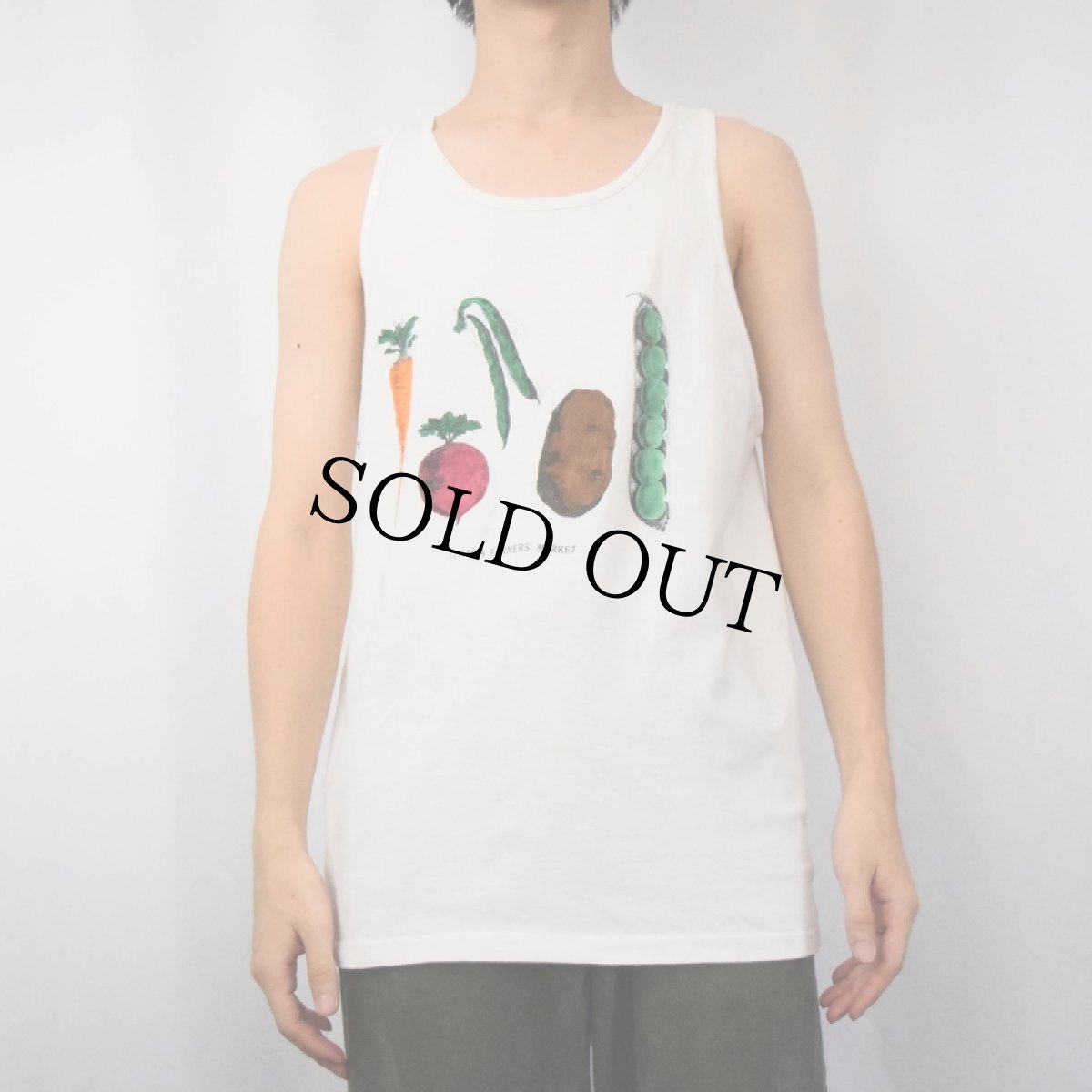 画像4: 90's USA製 ITHACA FARMERS' MARKET 野菜プリント タンクトップ L (4)