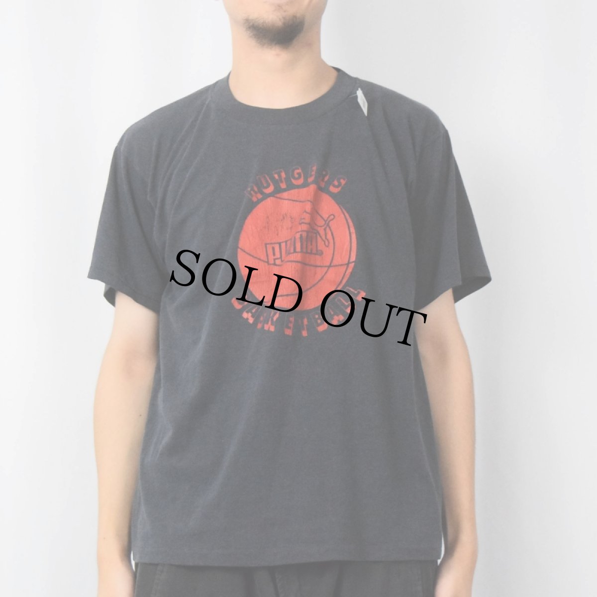 画像3: 80's PUMA USA製 "RUTGERS BASKETBALL" バスケットボール チーム プリントTシャツ BLACK XL (3)