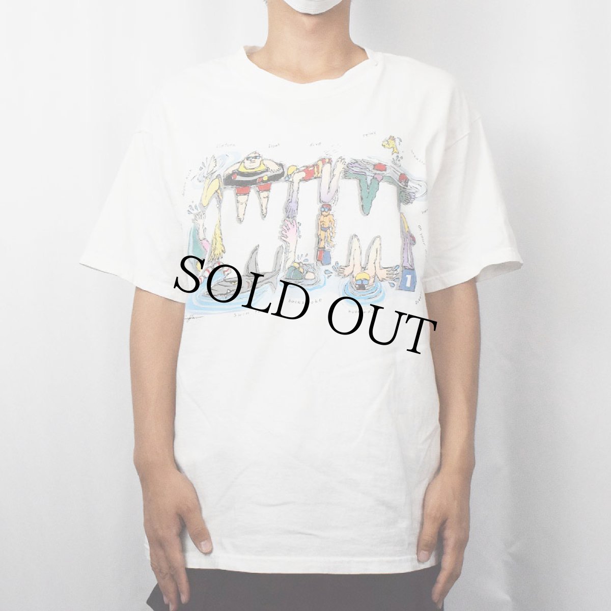 画像2: スイミングイラスト プリントTシャツ L (2)