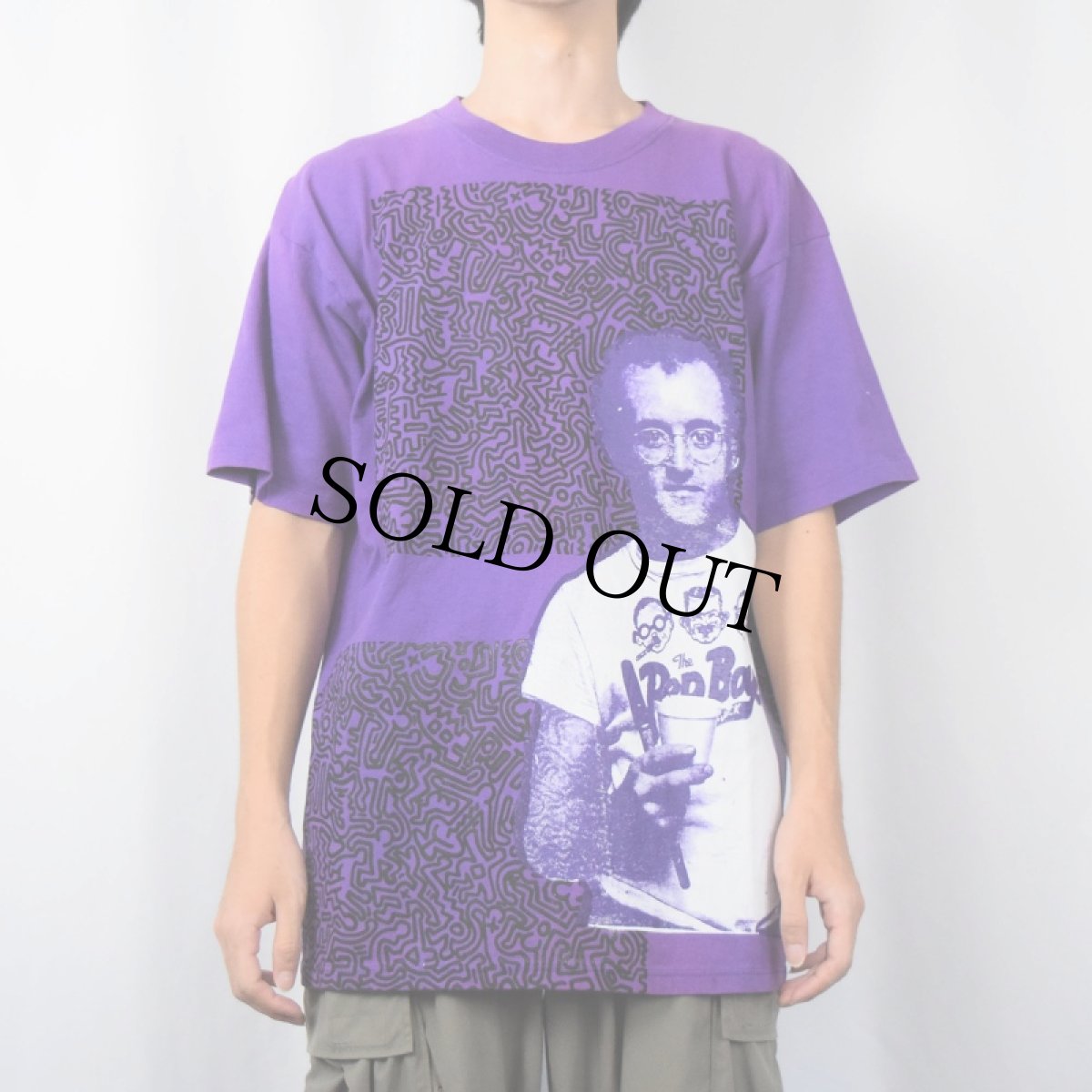 画像3: 90's Keith Haring 手刷り 大判 アートプリントTシャツ L (3)