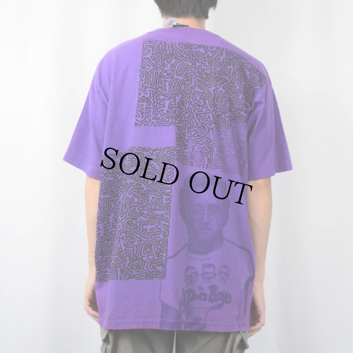 画像4: 90's Keith Haring 手刷り 大判 アートプリントTシャツ L (4)