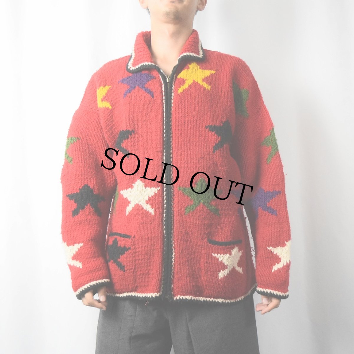 画像3: OTAVALO NATIVE AMERICAN ECUADOR製 星柄 ウールニットジャケット (3)