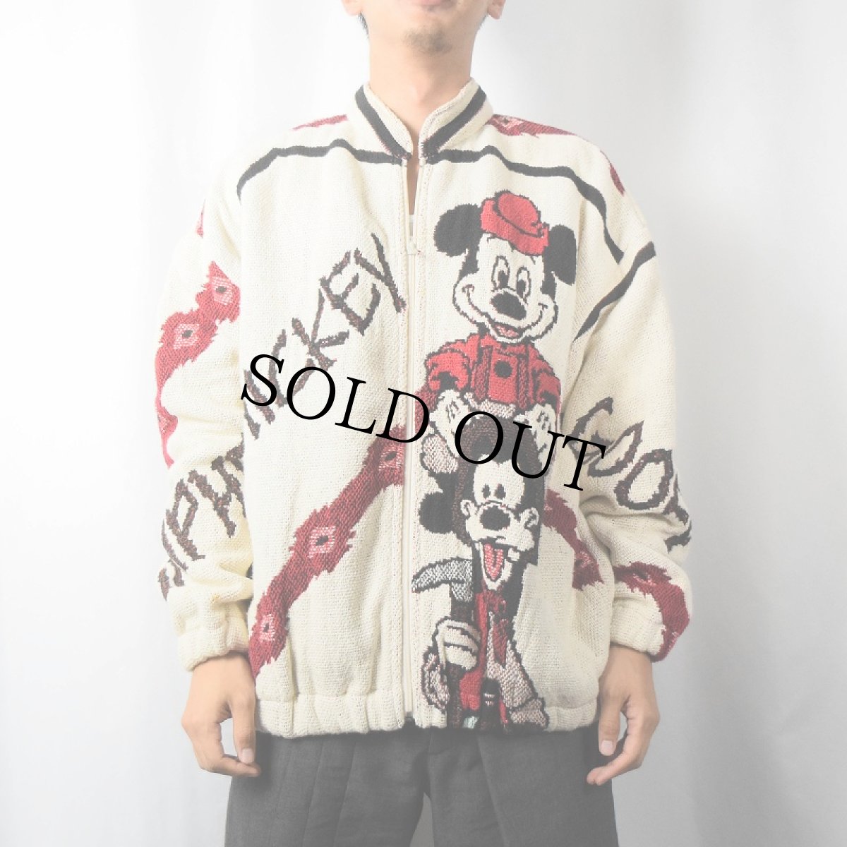 画像3: Disney MICKEY MOUSE×GOOFY キャラクター柄 ゴブラン織り コットンジャケット XL (3)