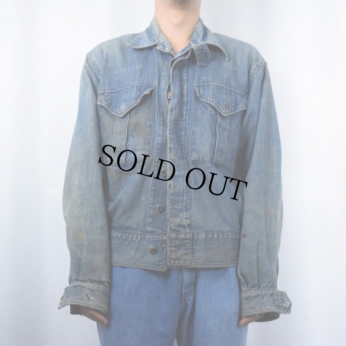 画像3: 50's Royal Canadian Navy チンスト付き デニムワーキングジャケット (3)