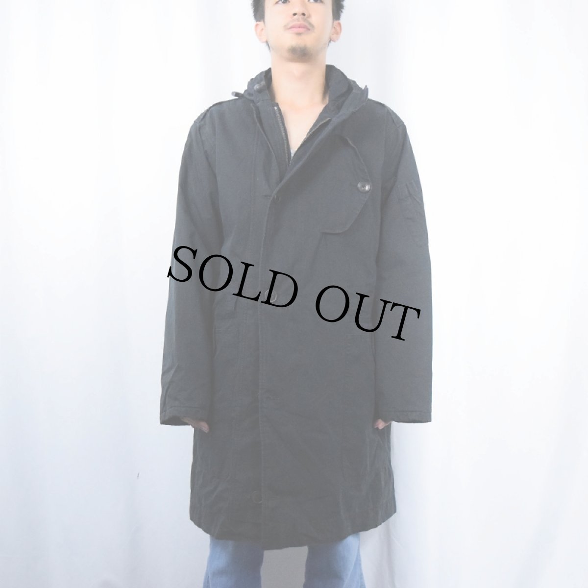 画像2: POLO Ralph Lauren "RAF TYPE" コットン ミリタリーコート BLACK M (2)