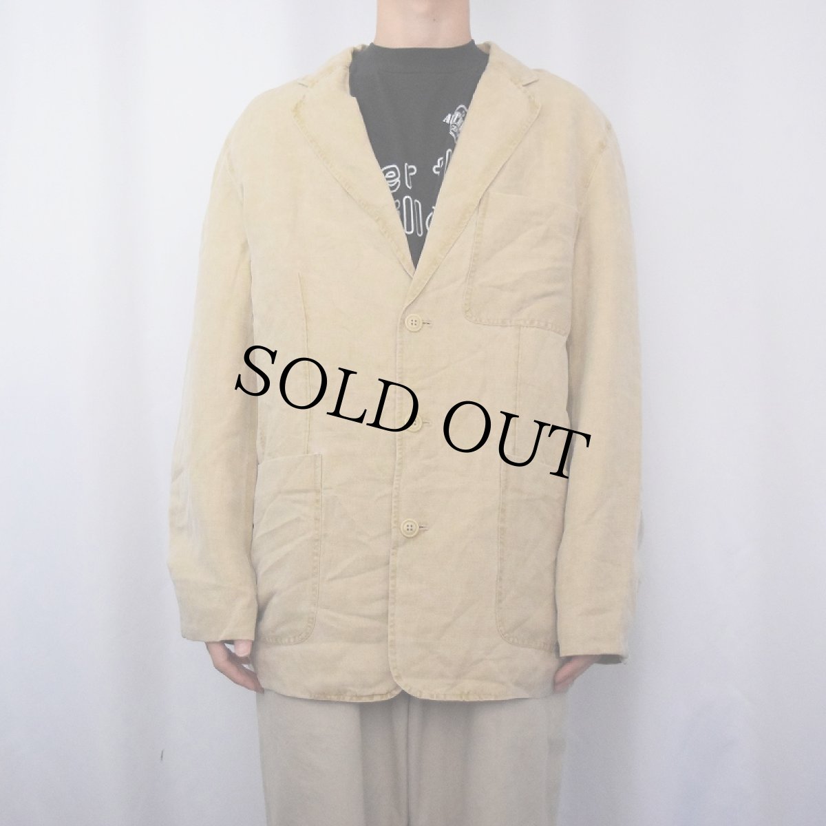 画像2: 90's〜 THE TERRITORY AHEAD リネン×シルク テーラードジャケット M (2)