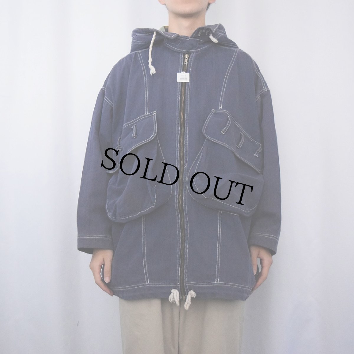 画像2: ポケットデザイン コットンジップパーカー (2)