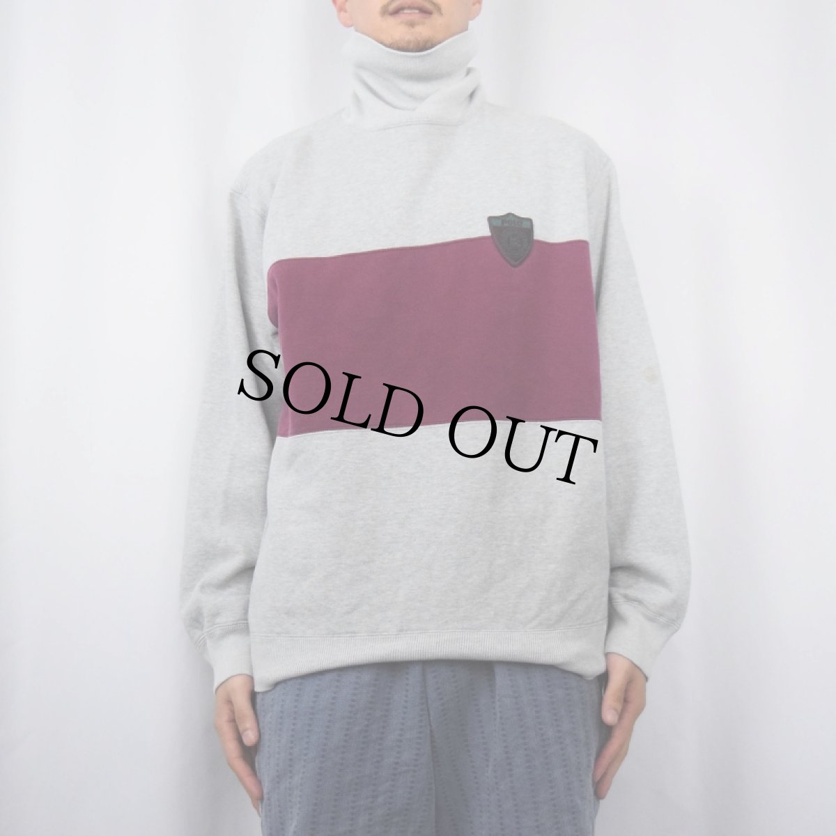 画像2: 90's POLO Ralph Lauren ポリスバッジ 2トーン タートルネックスウェット M (2)