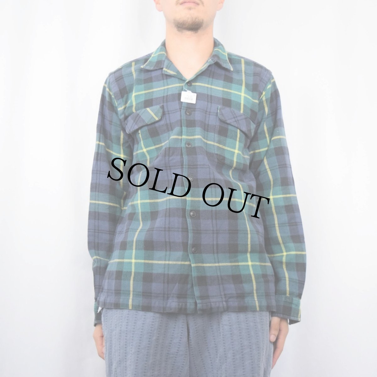 画像2: 90's POLO SPORT Ralph Lauren チェック柄 オープンカラー ライトネルシャツ M (2)