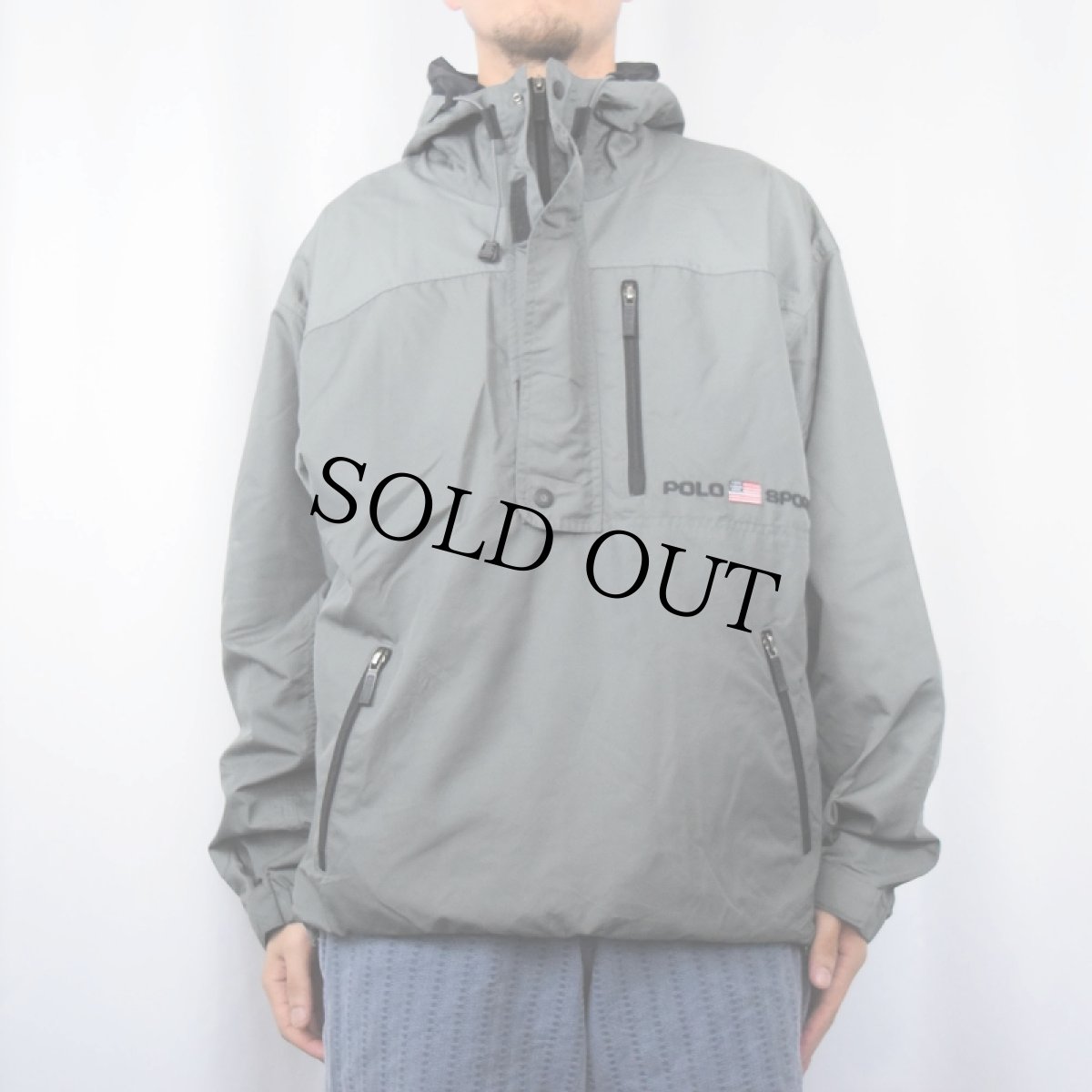 画像2: 90's POLO SPORT Ralph Lauren ロゴ刺繍 ハーフジップパーカー L (2)