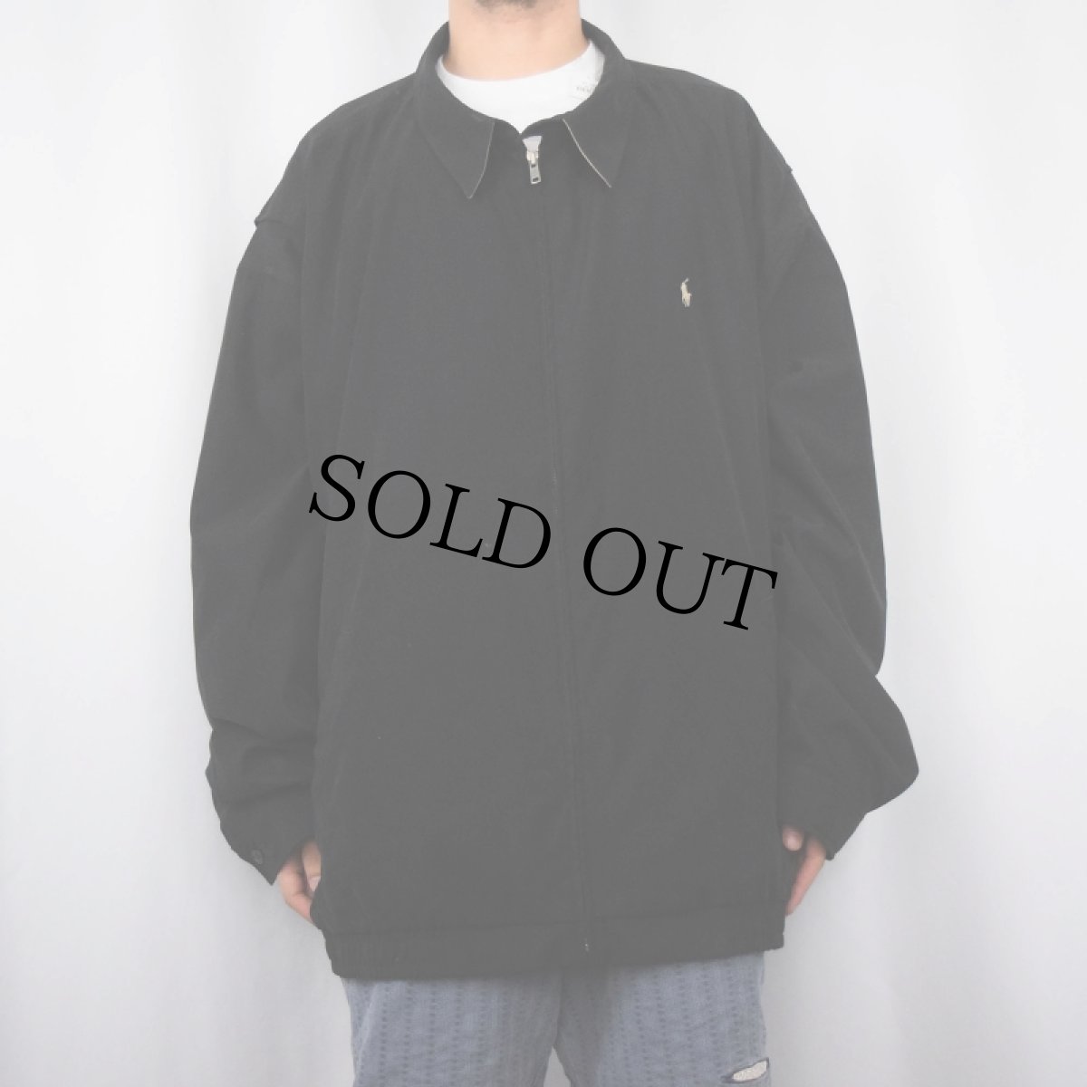 画像2: POLO Ralph Lauren ロゴ刺繍 ポリエステルスイングトップ BLACK 4XLT (2)