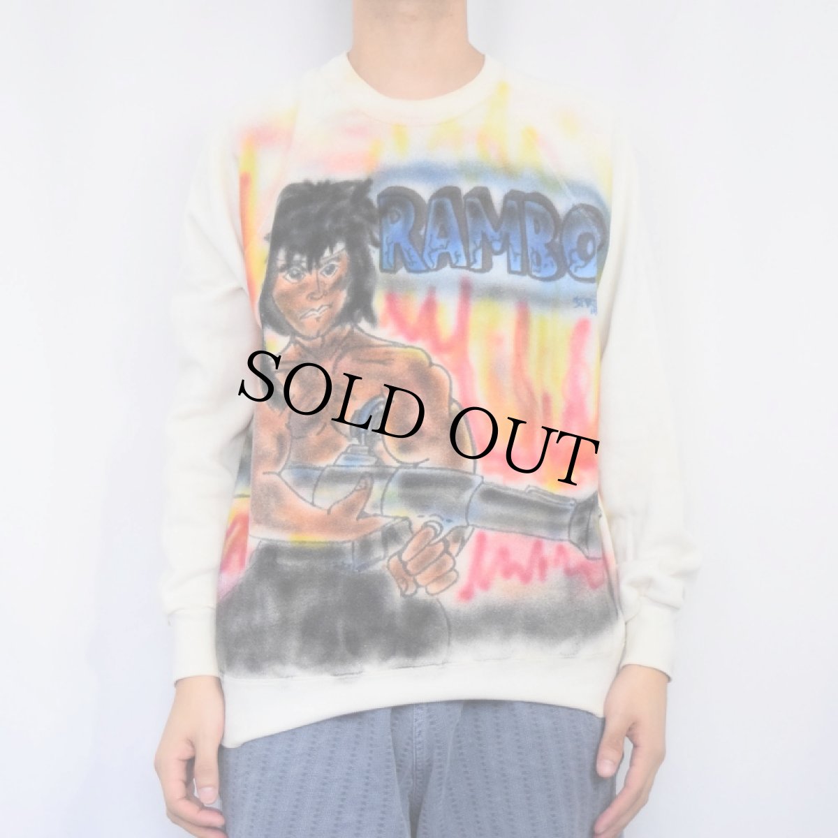 画像3: 80〜90's RANBO アクション映画 ハンドペイントスウェット (3)