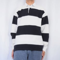 画像2: POLO Ralph Luren ロゴ刺繍 ボーダー柄 サーマルラガーシャツ M (2)