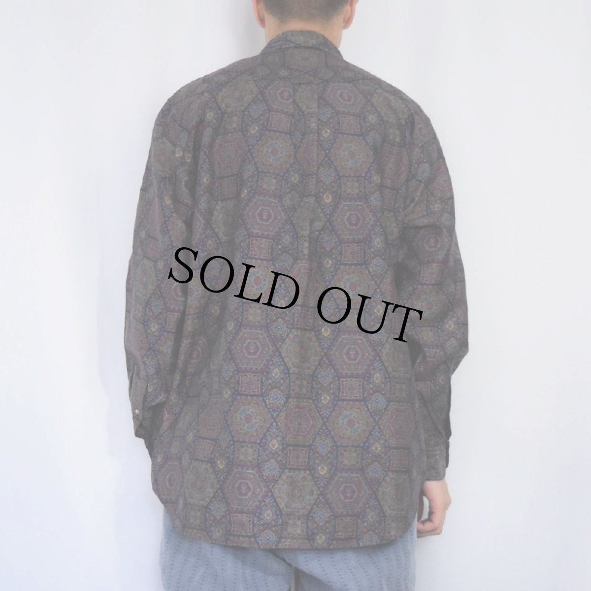 画像3: 90's NAUTICA 総柄コットンボタンダウンシャツ M (3)