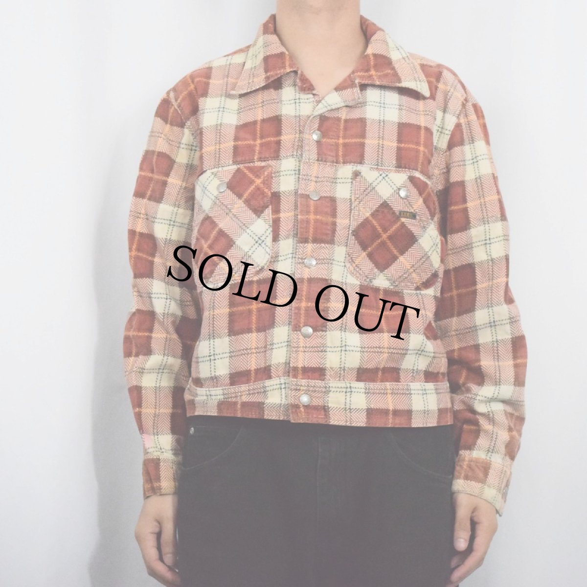 画像2: 70〜80's Lee × WEST CAL. 45 USA製 チェック柄 コーデュロイジャケット (2)