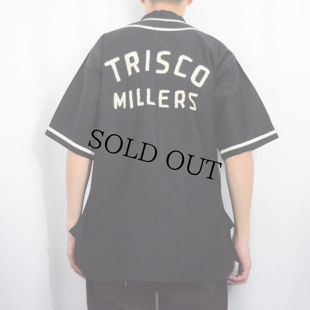 画像3: 40~50's WILTON ATHLETIC WEAR "TRISCO MILLERS" ベースボールシャツ BLACK (3)