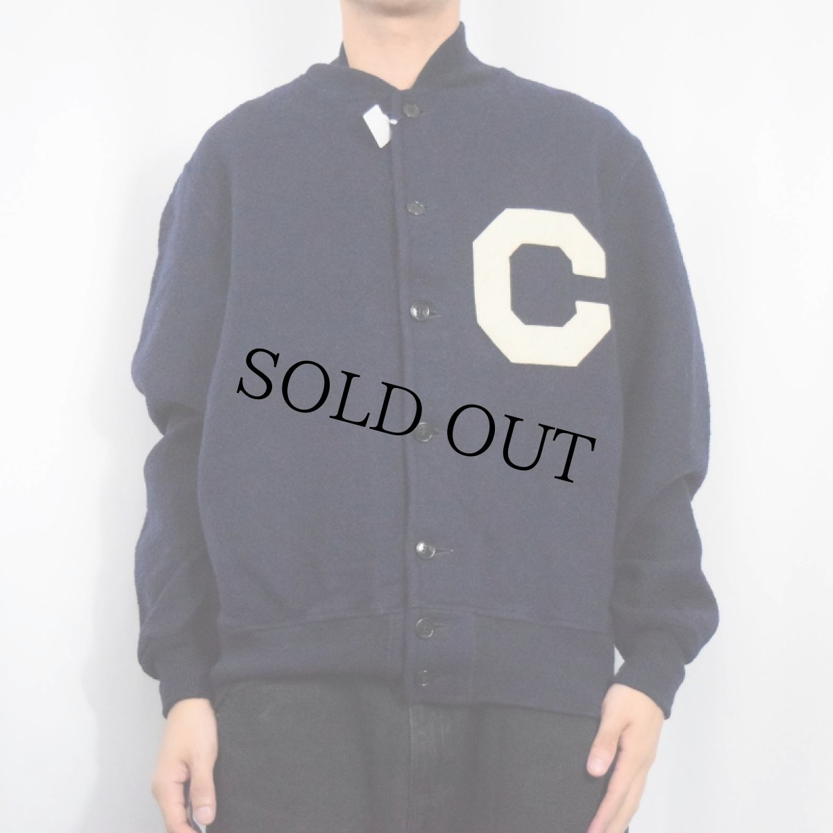 画像2: 40〜50's W.H BRINE CO. ウールボタンスタジャン NAVY (2)