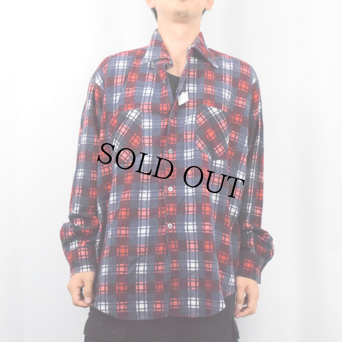 画像2: 70's MONGOMERY WARD チェック柄 プリントネルシャツ XL (2)