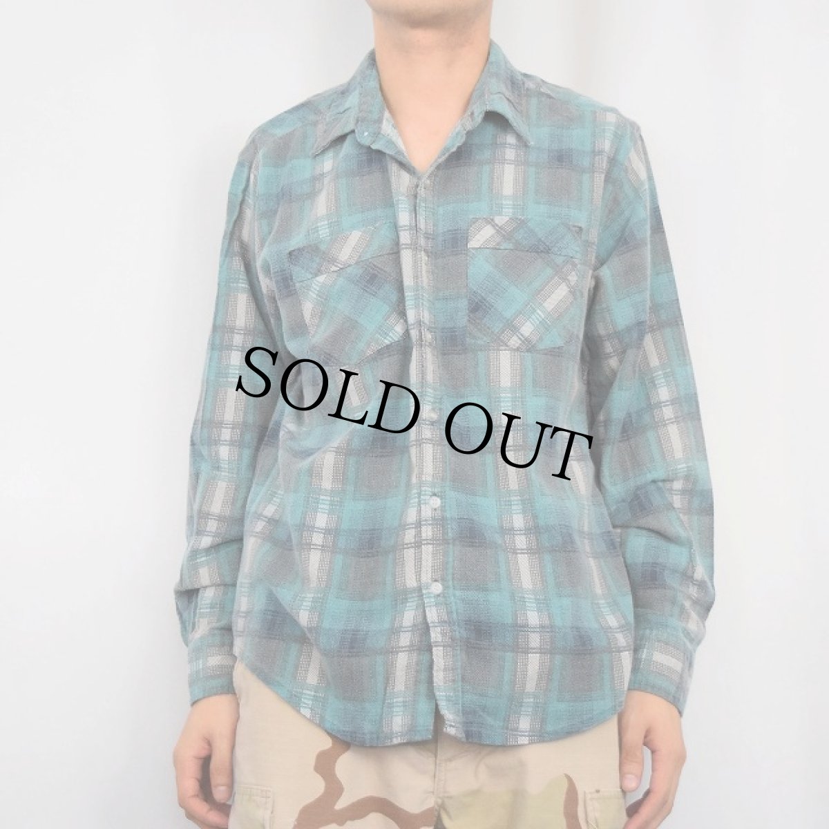 画像2: 80〜90's WOODLAND オンブレーチェック柄 プリントネルシャツ XL (2)