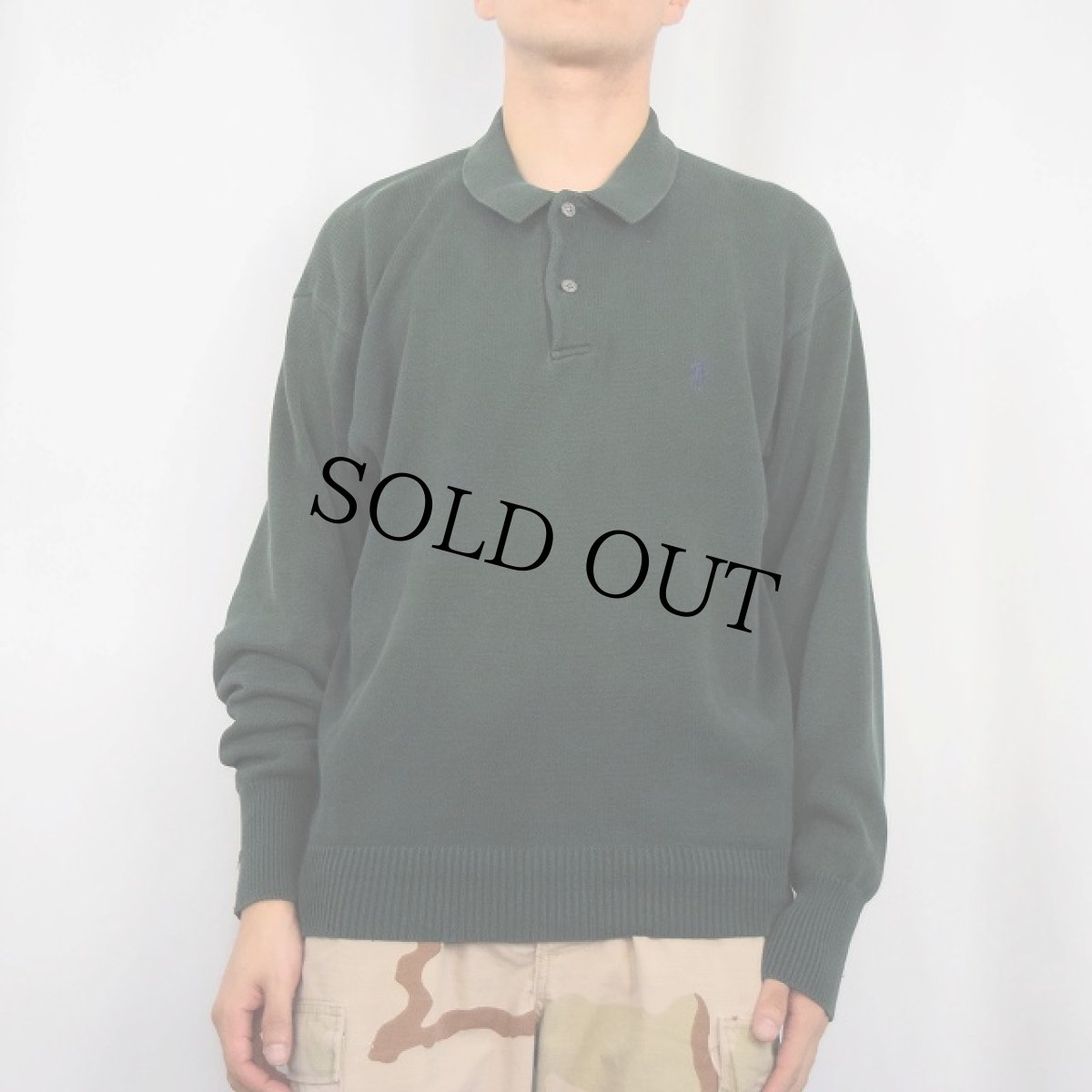 画像2: 90's POLO Ralph Lauren コットンニットポロシャツ L (2)