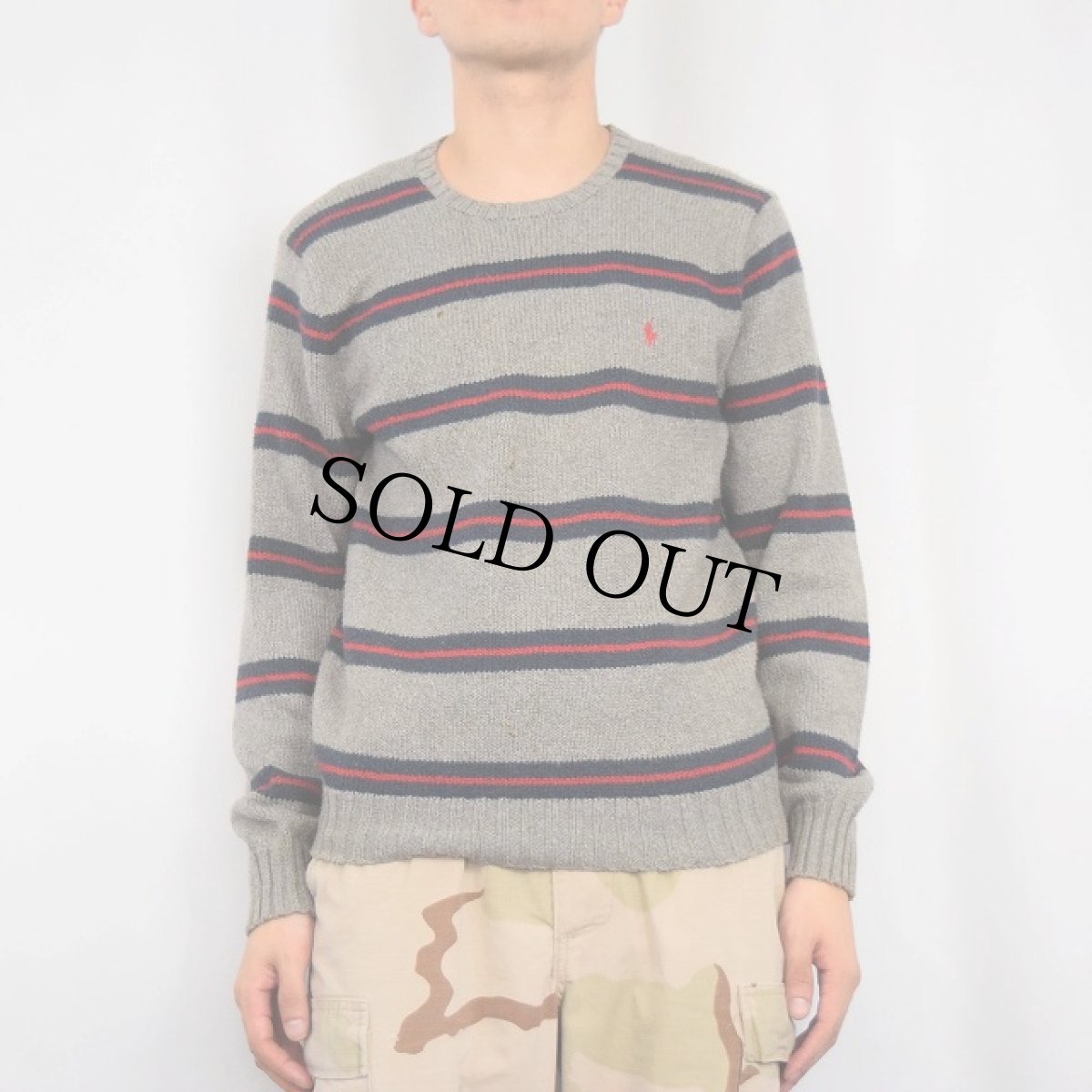 画像2: POLO Ralph Lauren ボーダー柄 コットンニットセーター S (2)