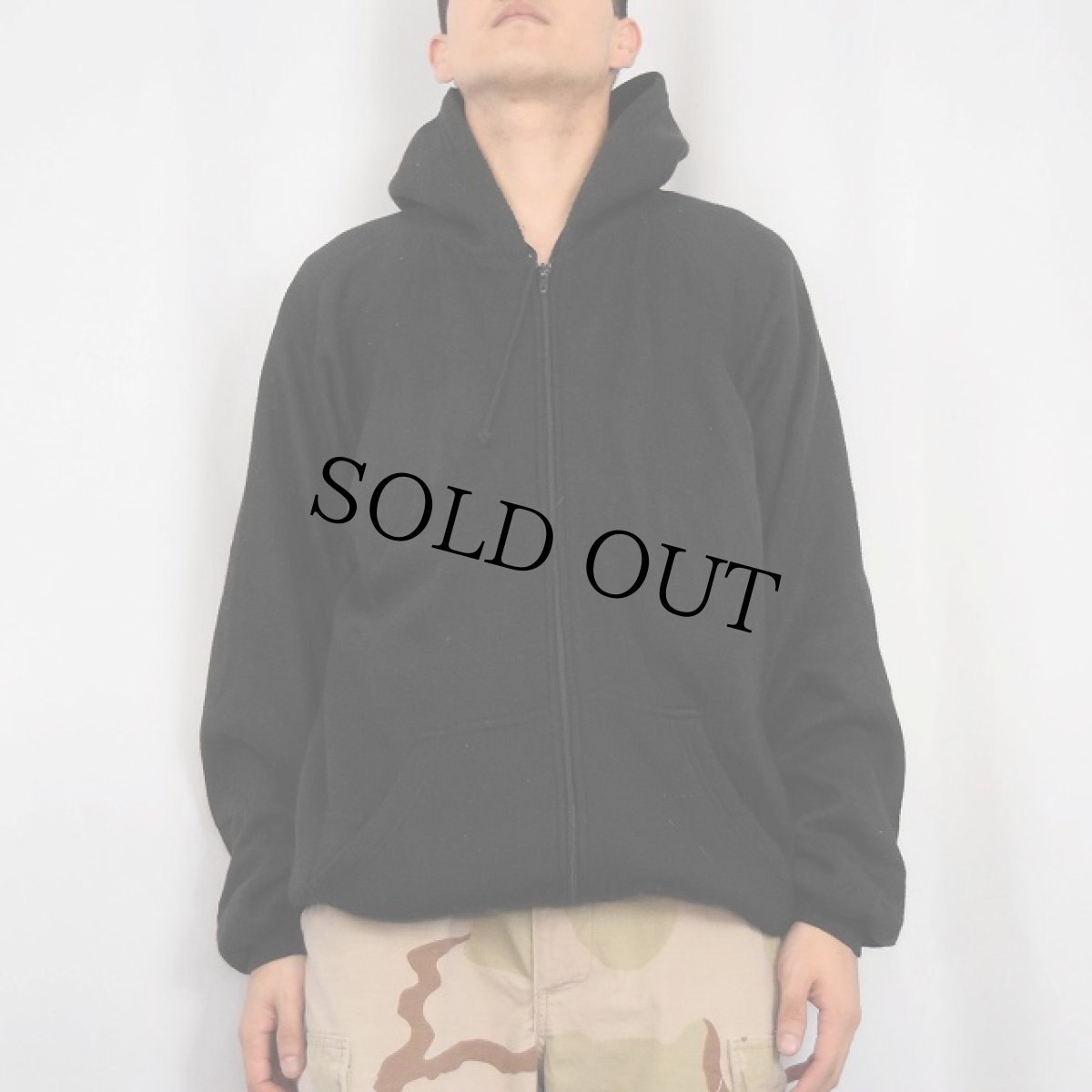 画像2: 裏サーマル スウェットジップパーカー BLACK L (2)