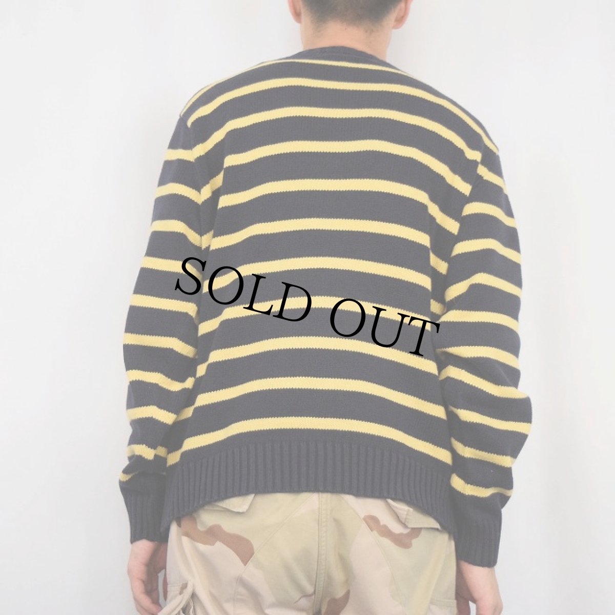 画像3: POLO Ralph Lauren ボーダー柄 コットンニットセーター NAVY XL (3)