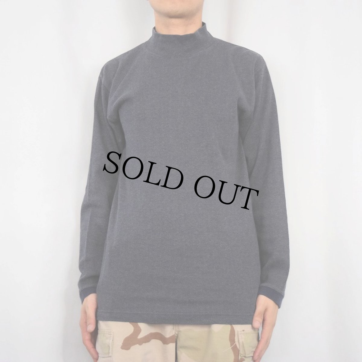 画像2: 90's L.L.Bean USA製 ヘリンボーン タートルネックロンT M (2)