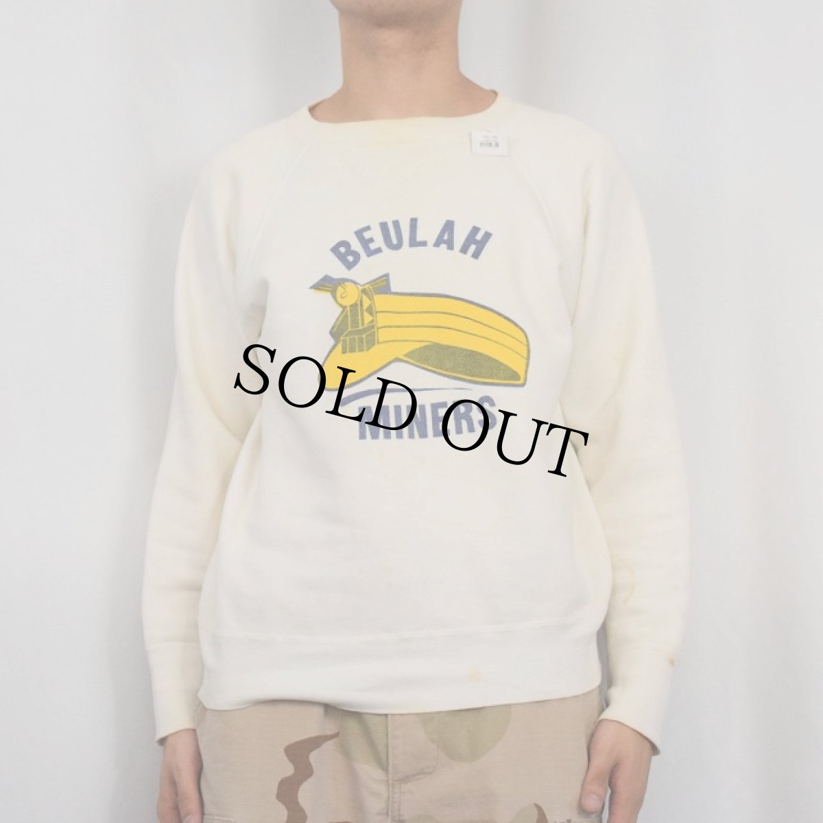 画像2: 50〜60's BEULAH MINERS 染み込みプリント ラグランスウェット (2)