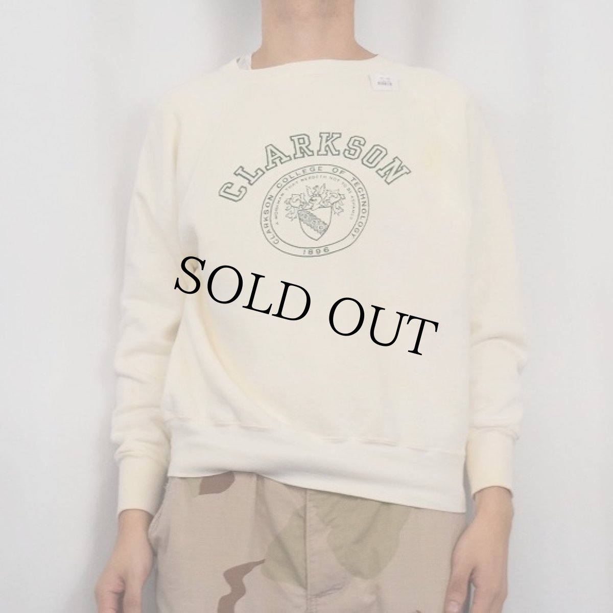 画像2: 60's Velva Sheen "CLARKSON" プリントラグランスウェット XL (2)