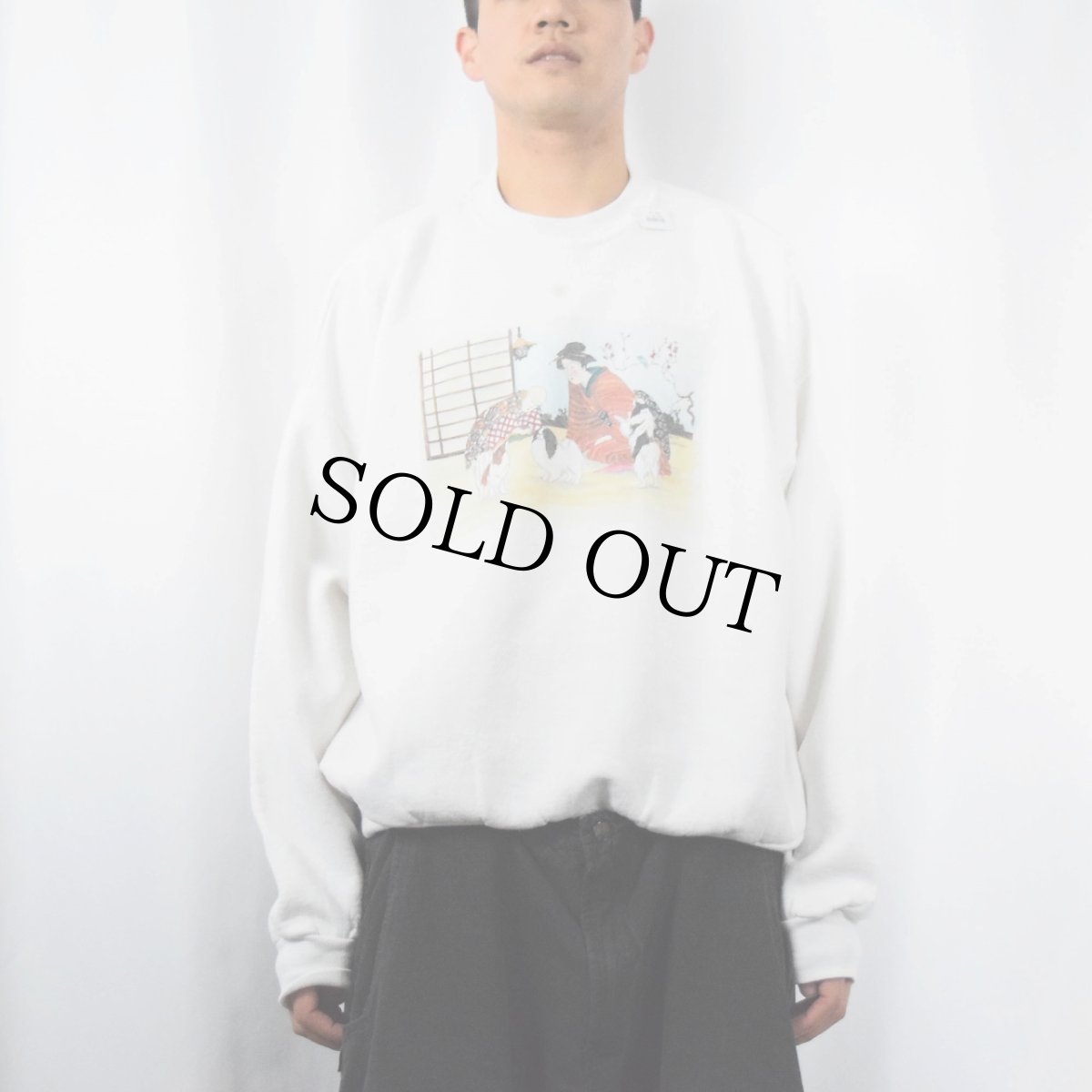 画像2: 90's 日本画プリントスウェット XXL (2)