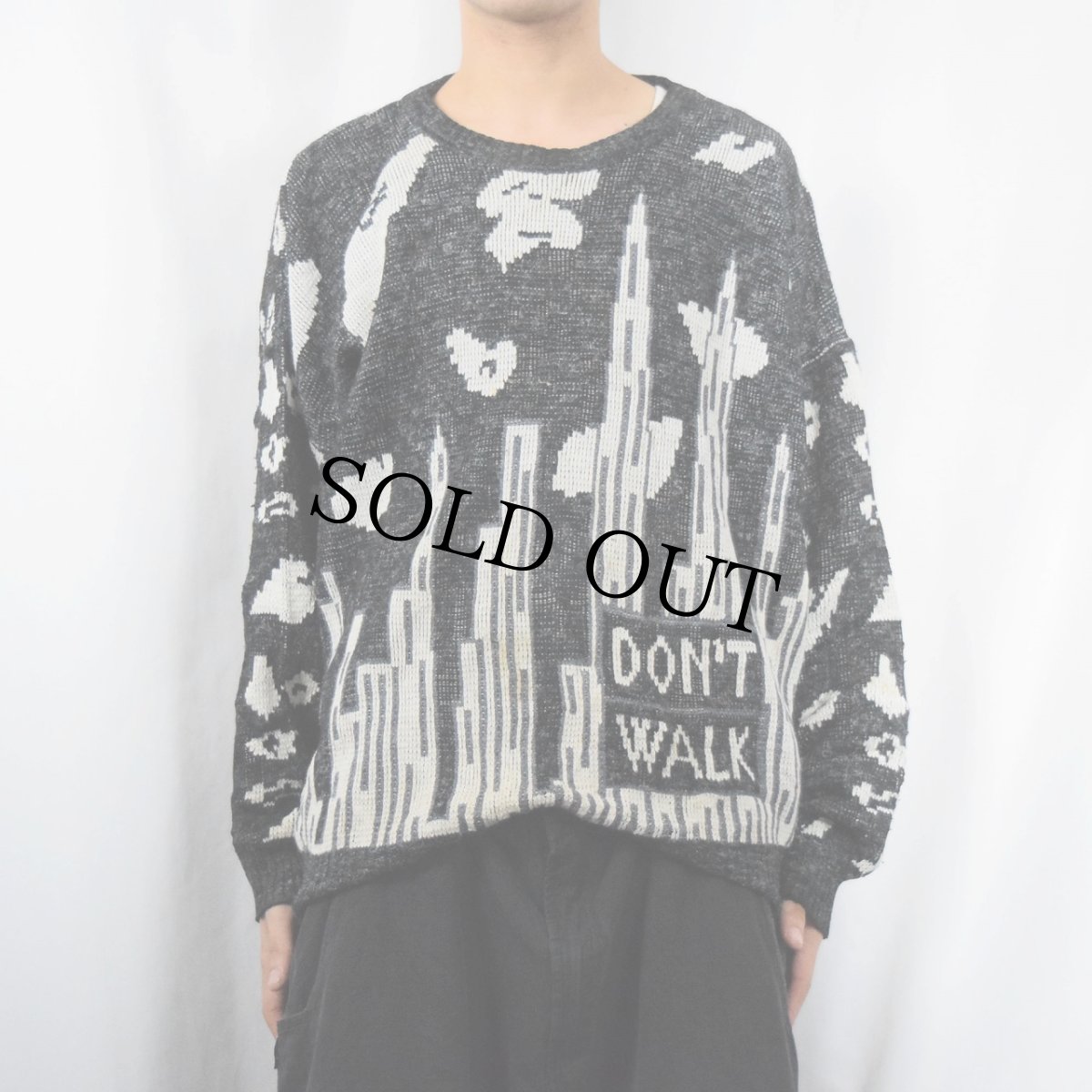 画像2: "DON'T WALK" 風景柄 ジャガードニットセーター (2)