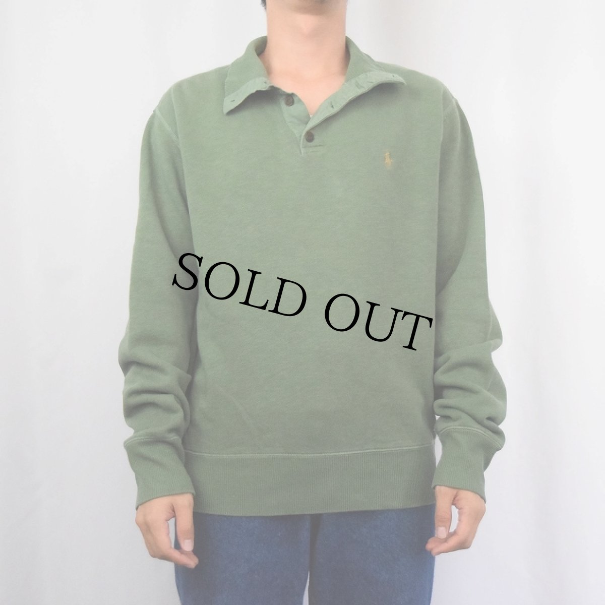 画像2: POLO Ralph Lauren ヘンリーネック ロゴ刺繍 ハイネックスウェット M (2)