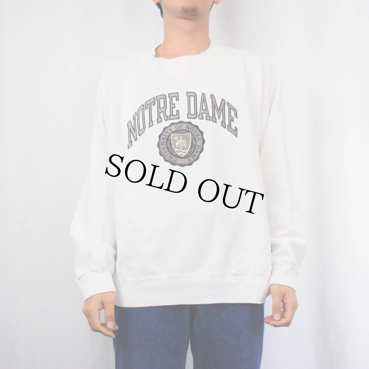 画像2: 90's Champion USA製 前V "NOTRE DAME" プリントスウェット XXL (2)