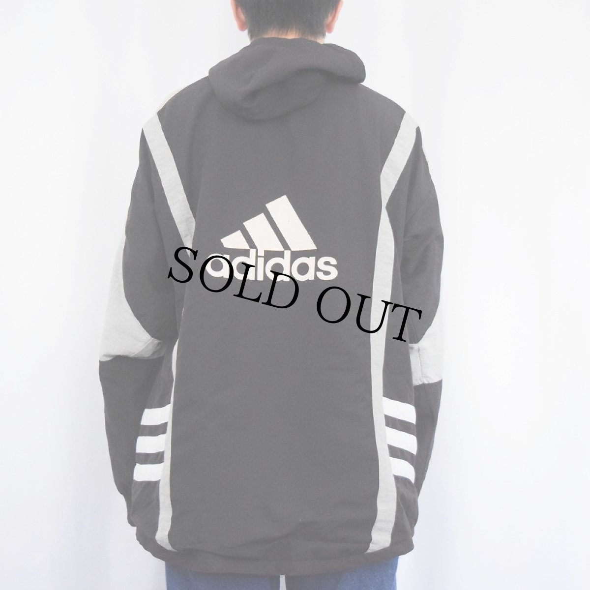 画像4: adidas ロゴ刺繍 レースアップ プルオーバージャケット BLACK L (4)