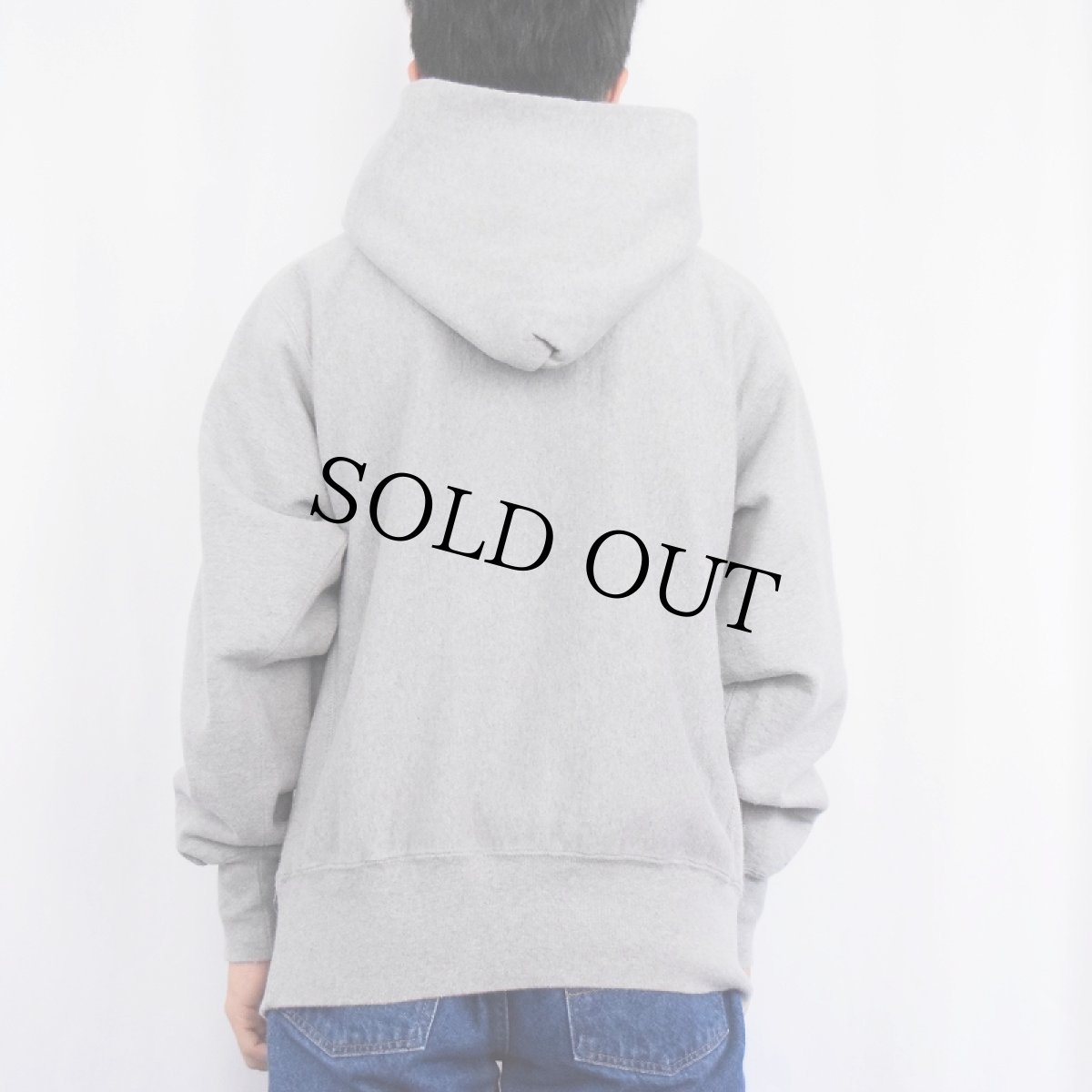 画像3: 90's Champion REVERSE WEAVE 目付きスウェットフーディー フェザーグレー L (3)