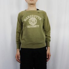 画像2: 50's "MARQUETTE UNIVERSITY" フロッキープリント ラグランスウェット (2)