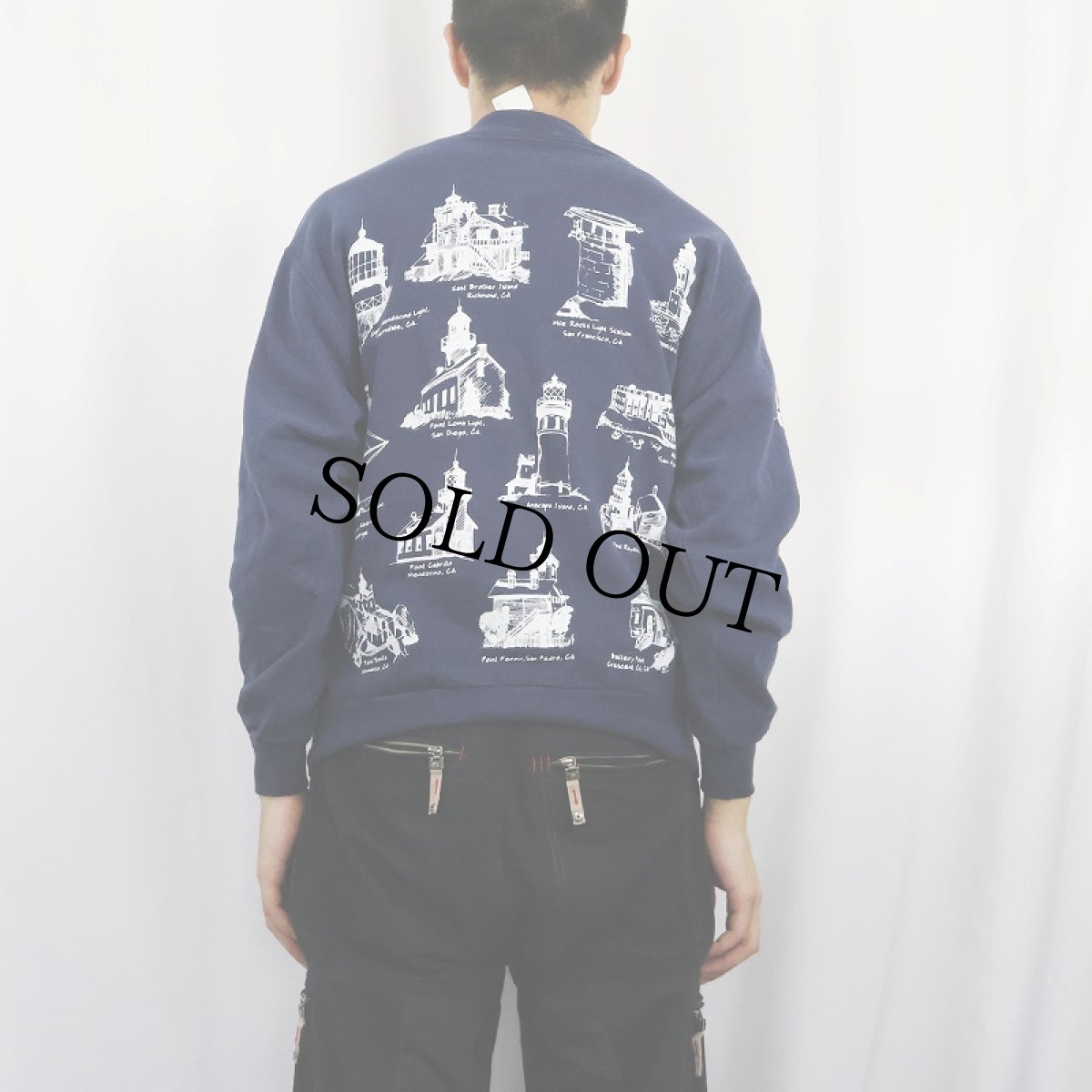 画像3: 90's MICHIGAN RAG CO. ライトハウス柄 プリントスウェット (3)